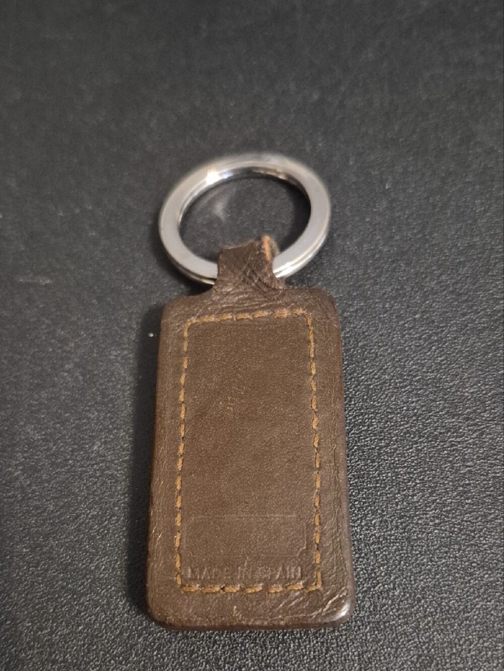 COACH Brown Leather Key Tag with Branded Metal Plaque - Picture 2 of 6